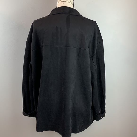 Oversized Faux Suede Snap-Button Shacket Shirt Jacket NEW! - Picture 9 of 10